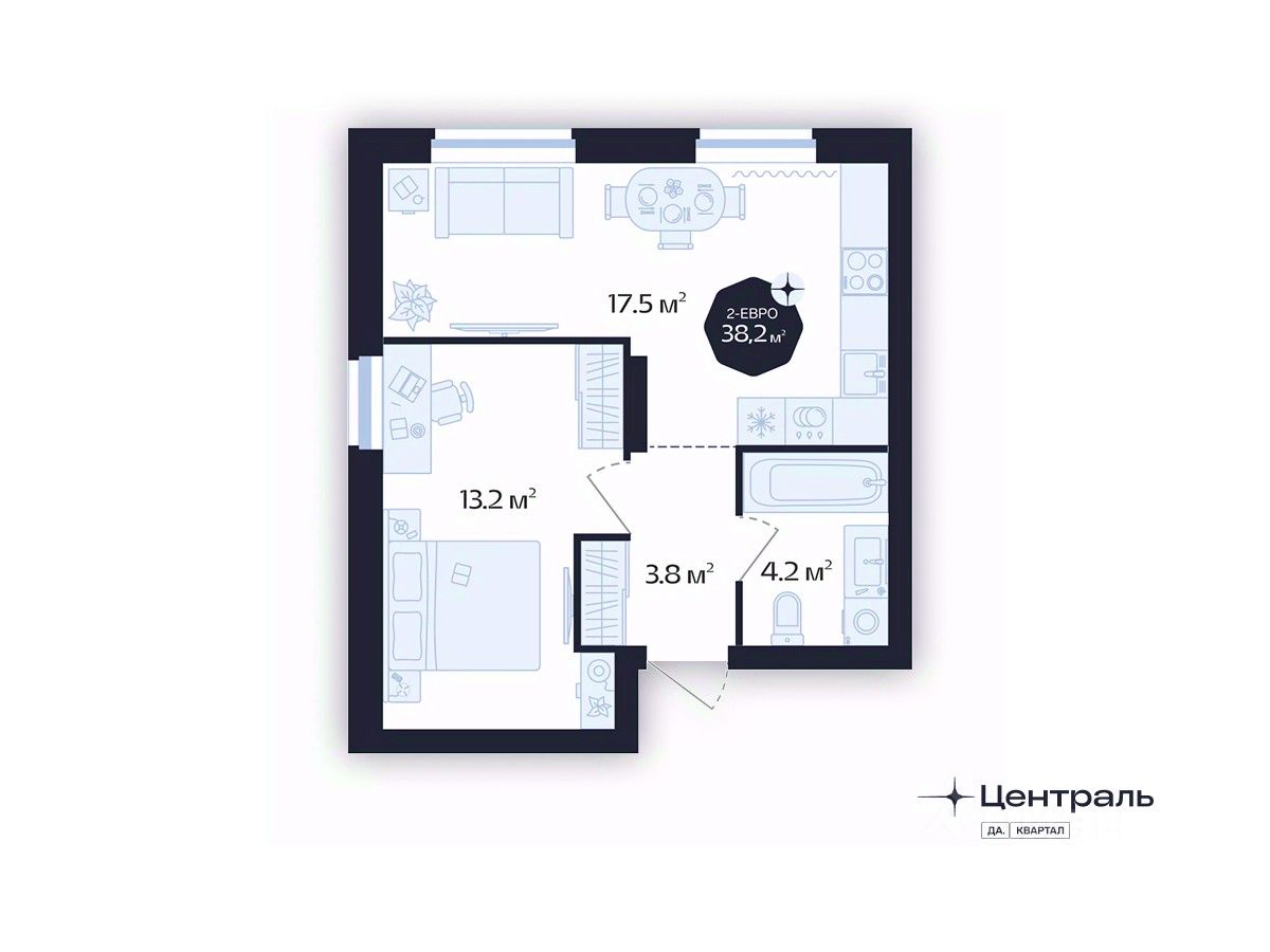 1-комн.кв., 38,2 м², 9/16 этаж