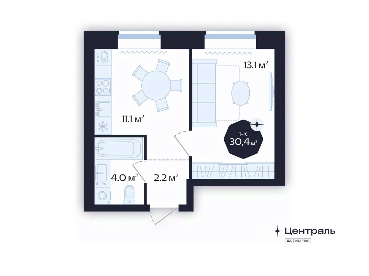 2-комн.кв., 30,4 м², 9/16 этаж