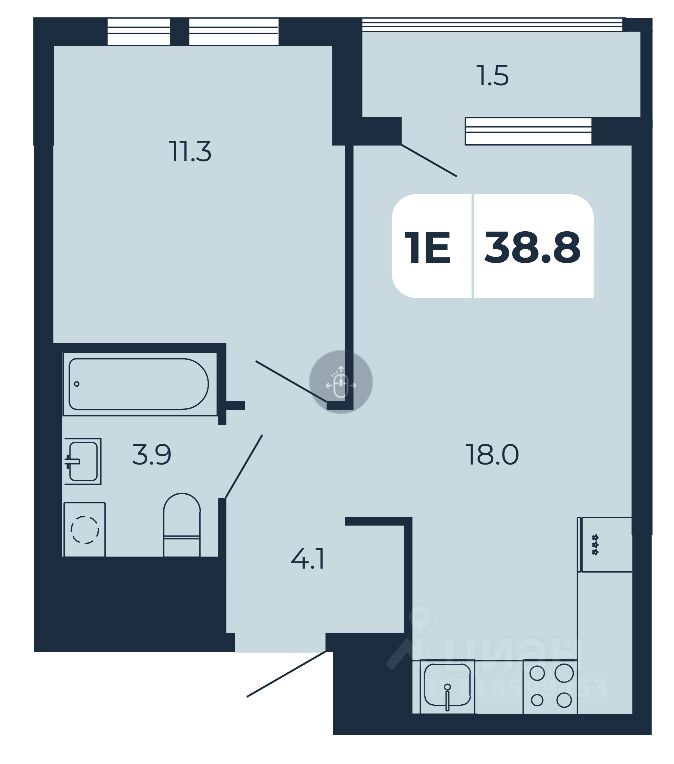 1-комн.кв., 38,8 м², 17/17 этаж