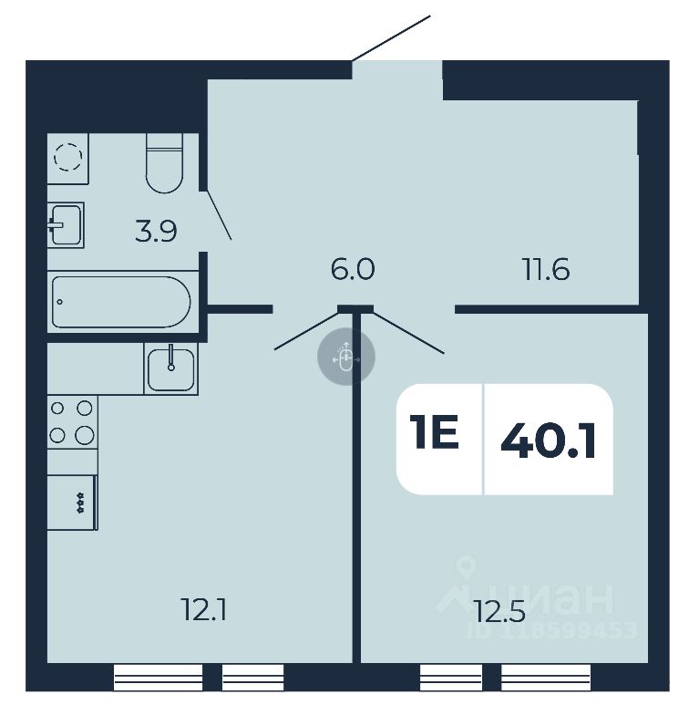 1-комн.кв., 40,1 м², 1/17 этаж