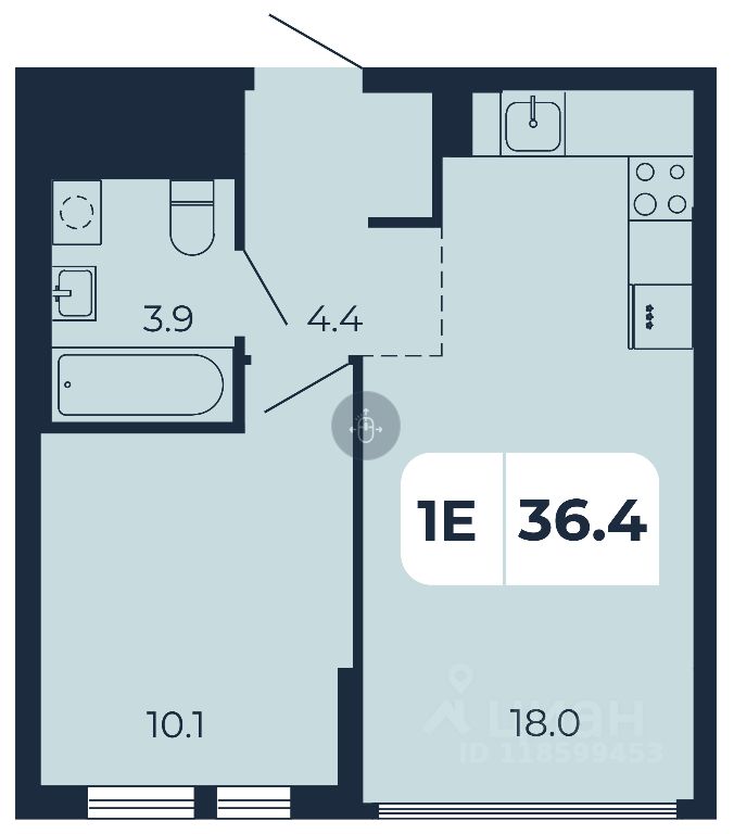 1-комн.кв., 36,4 м², 1/17 этаж