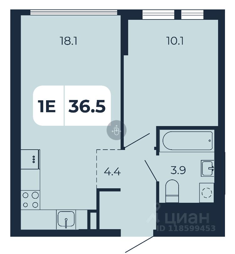 1-комн.кв., 36,5 м², 2/17 этаж