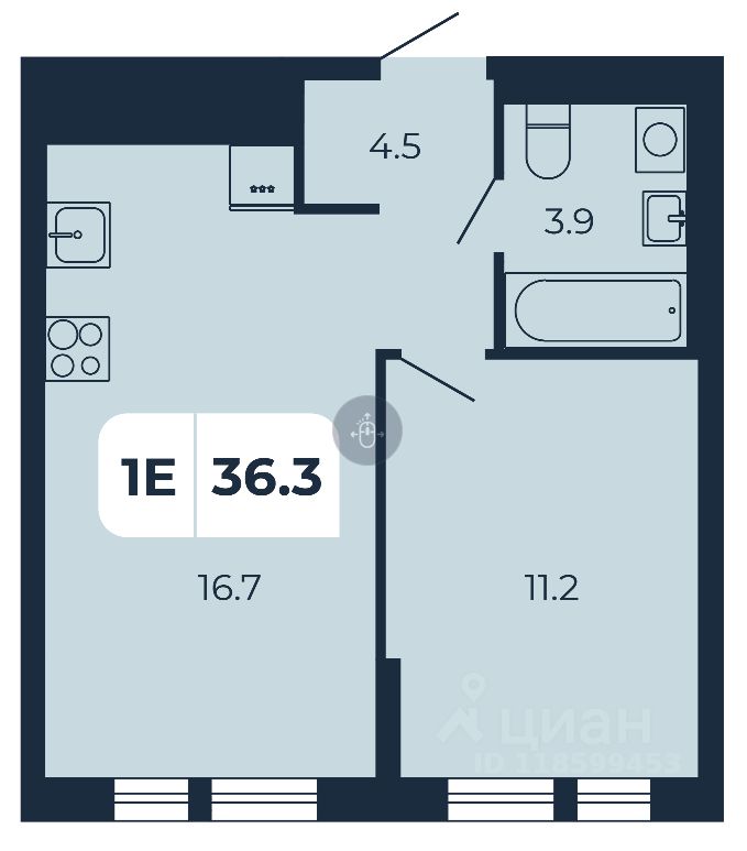 1-комн.кв., 36,3 м², 8/17 этаж