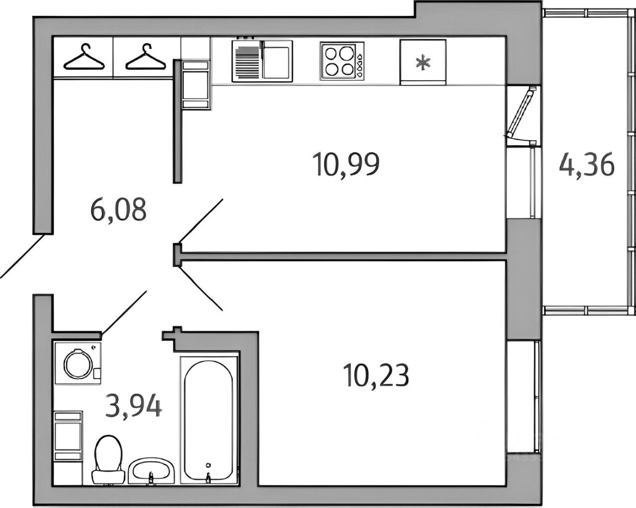 Планировка этой квартиры по данным Циан