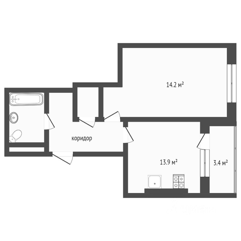 Планировка этой квартиры по данным Циан