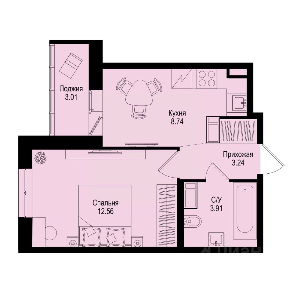 1-комн.кв., 30 м², 8/9 этаж