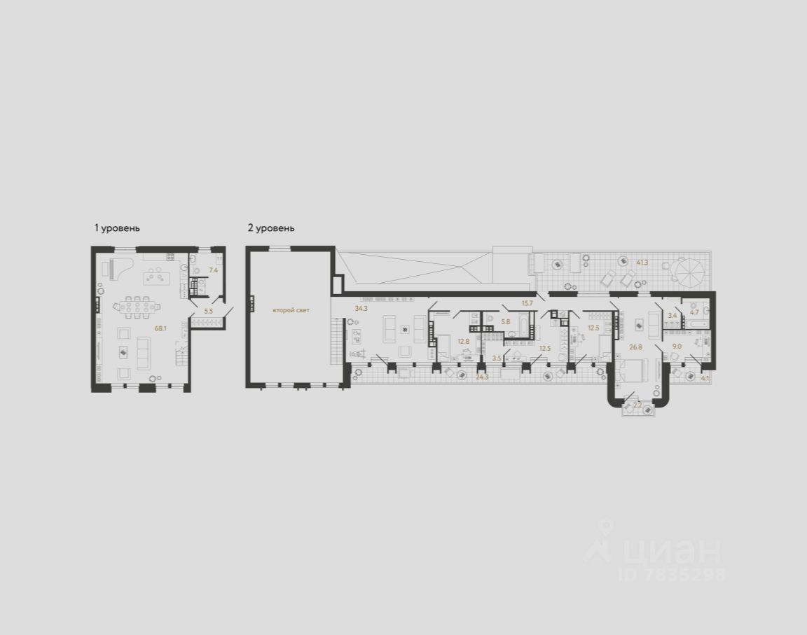 5-комн.кв., 222 м², 6/8 этаж