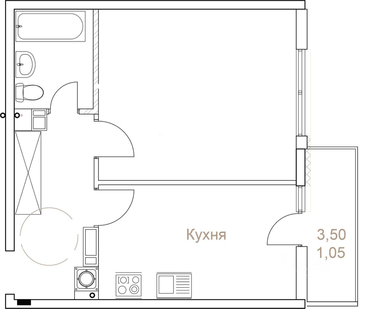 Планировка этой квартиры по данным Циан