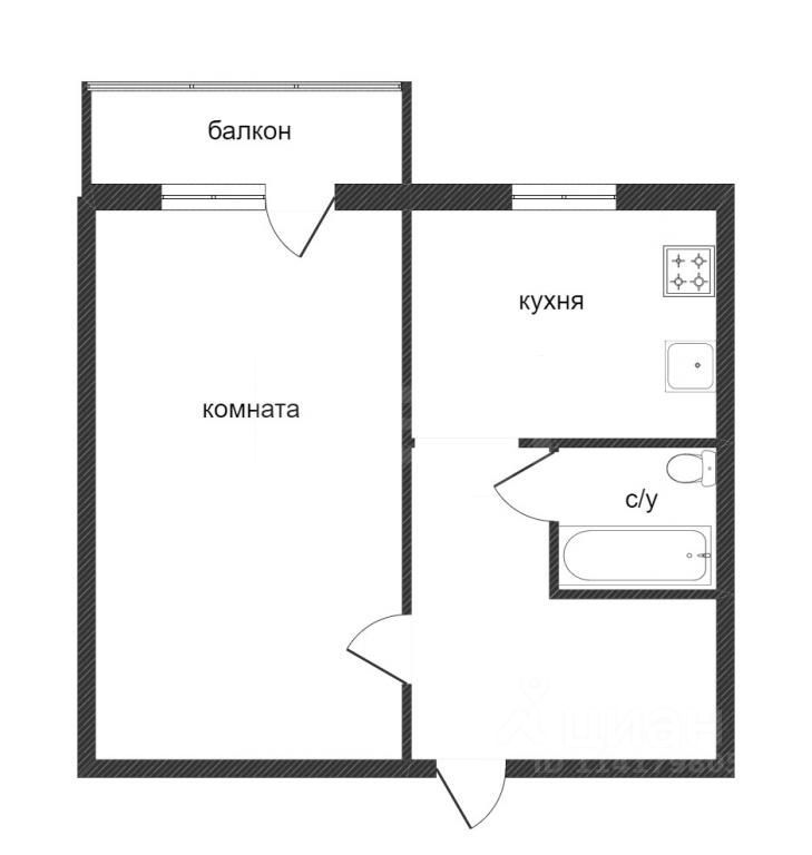 Планировка этой квартиры по данным Циан