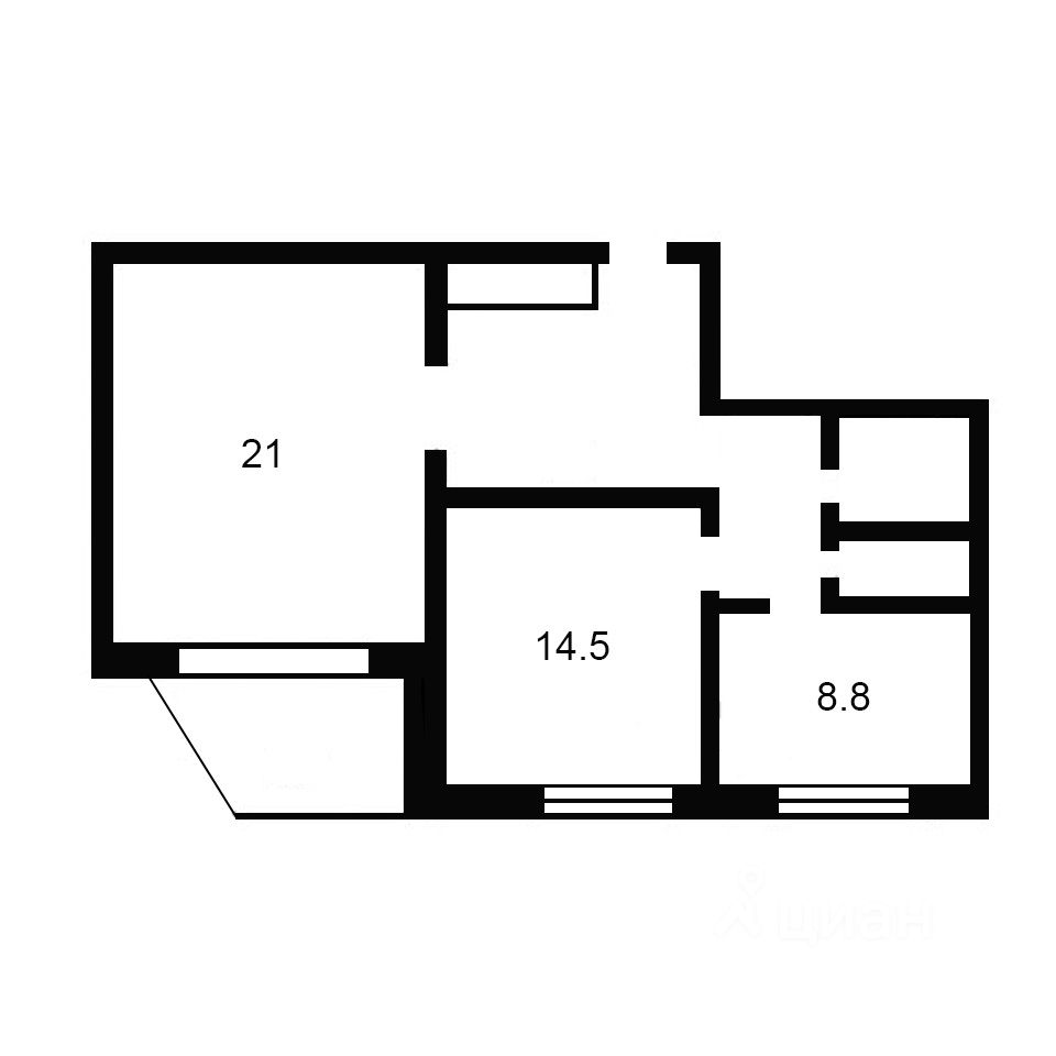 Планировка этой квартиры по данным Циан