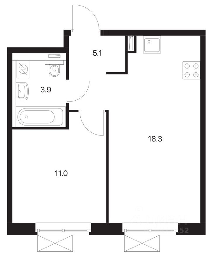 Планировка этой квартиры по данным Циан
