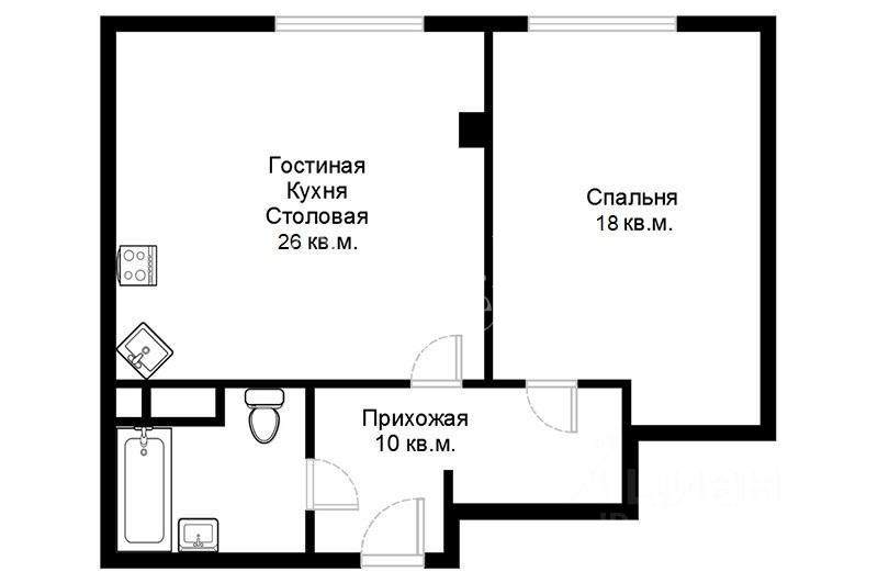 Планировка этой квартиры по данным Циан