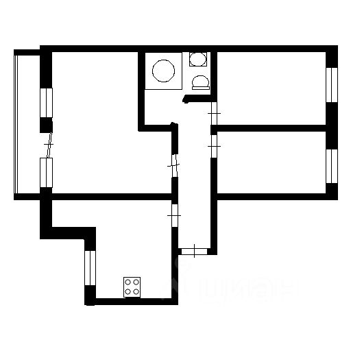 Планировка этой квартиры по данным Циан