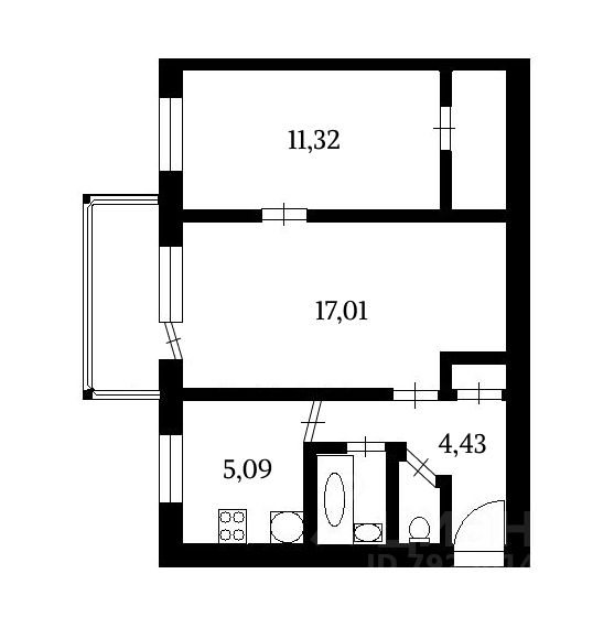 Планировка этой квартиры по данным Циан