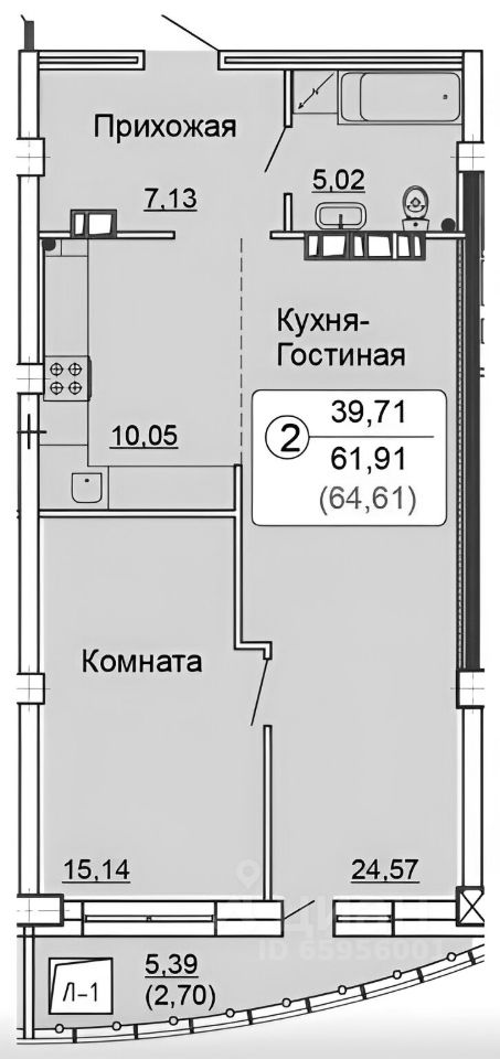 Планировка этой квартиры по данным Циан