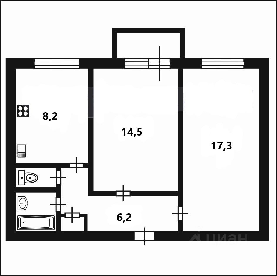 Планировка этой квартиры по данным Циан