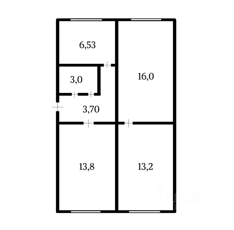 Планировка этой квартиры по данным Циан