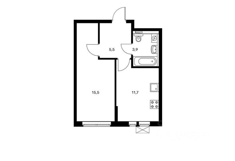 Планировка этой квартиры по данным Циан