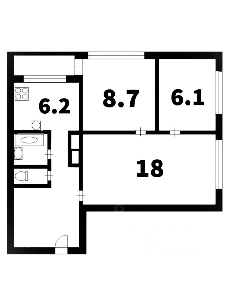 Планировка этой квартиры по данным Циан