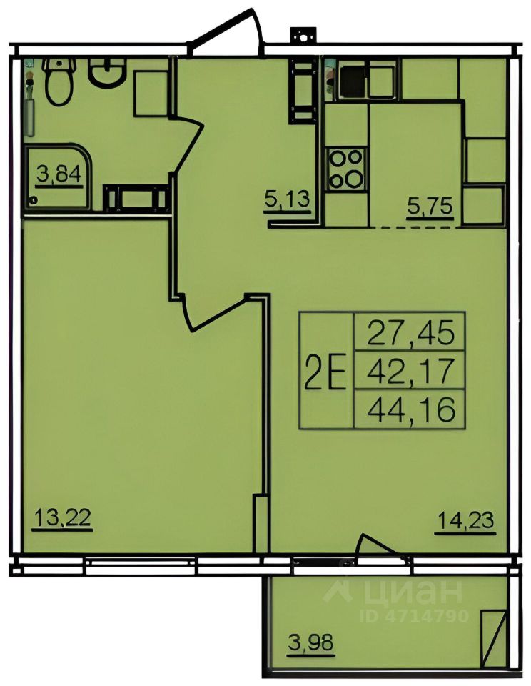Планировка этой квартиры по данным Циан