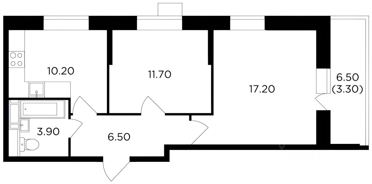 Планировка этой квартиры по данным Циан