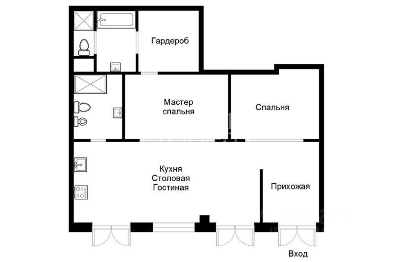 Планировка этой квартиры по данным Циан