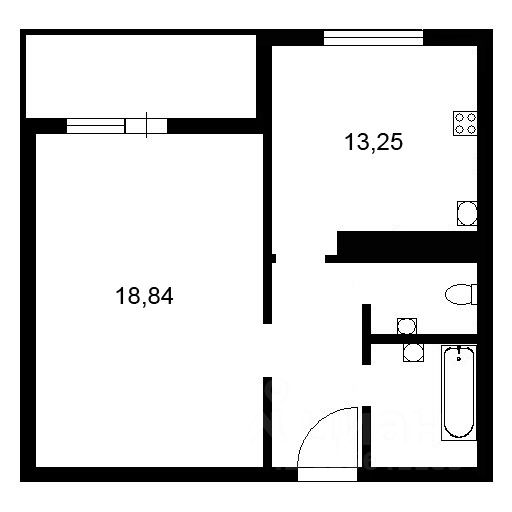 Планировка этой квартиры по данным Циан