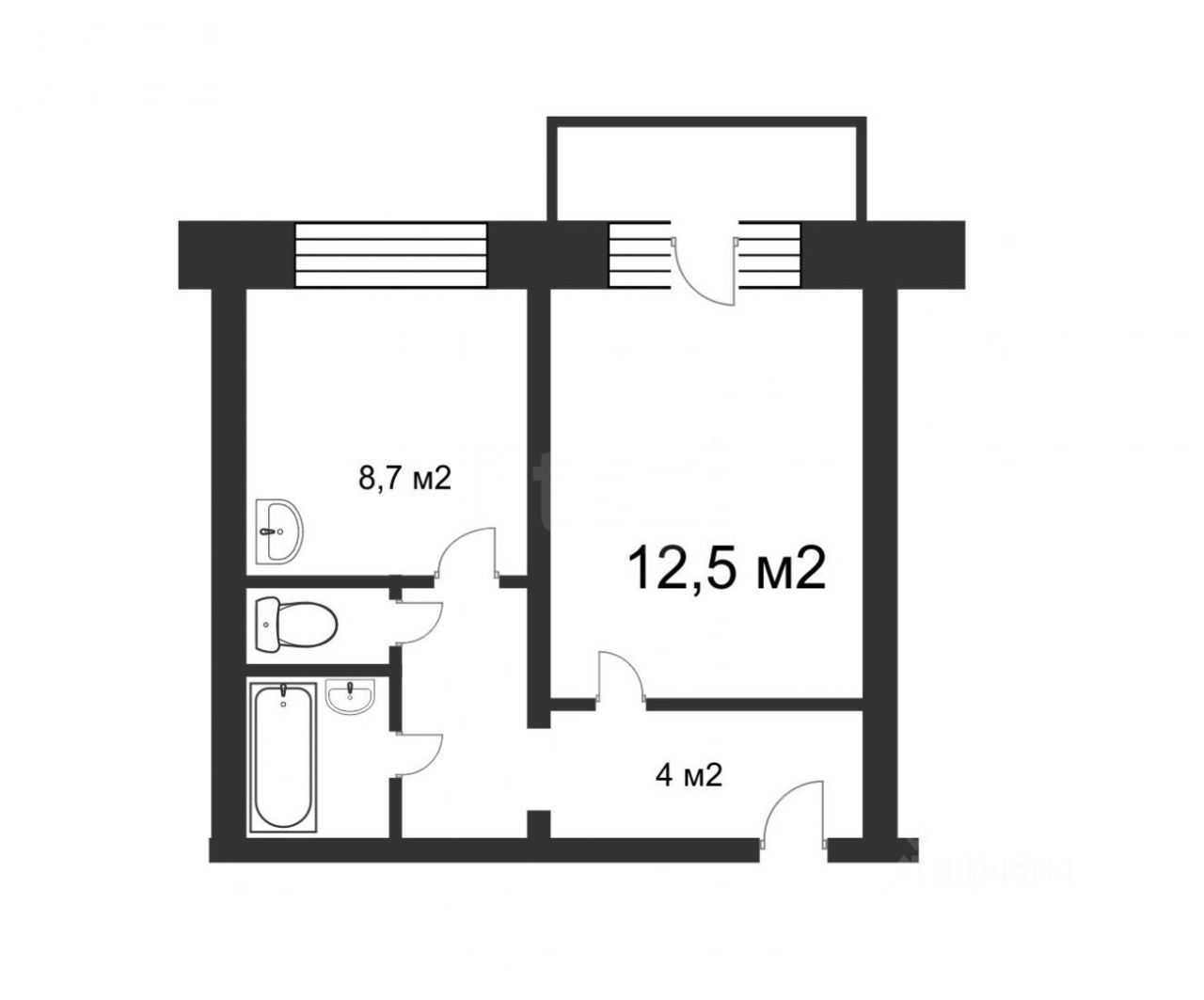 Планировка этой квартиры по данным Циан