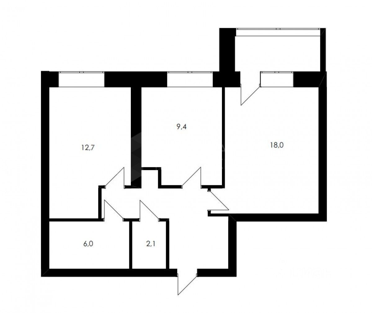 Планировка этой квартиры по данным Циан