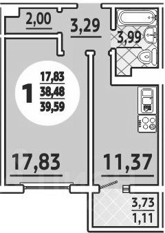 Планировка этой квартиры по данным Циан