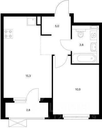 Планировка этой квартиры по данным Циан
