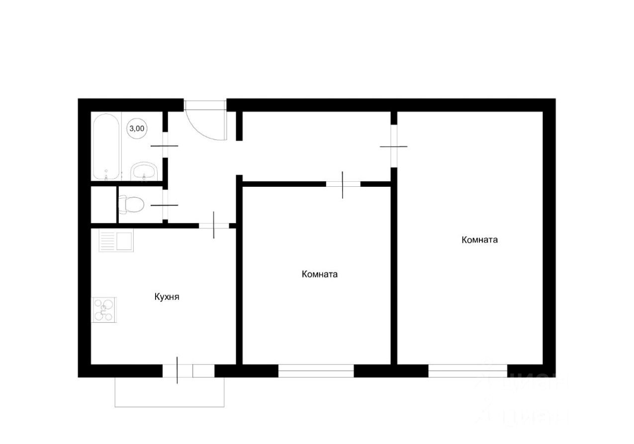 Планировка этой квартиры по данным Циан