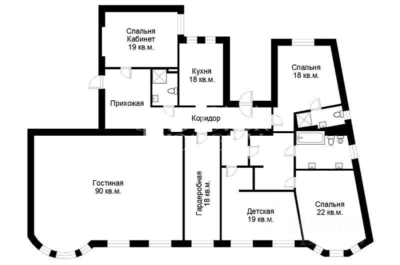 Планировка этой квартиры по данным Циан