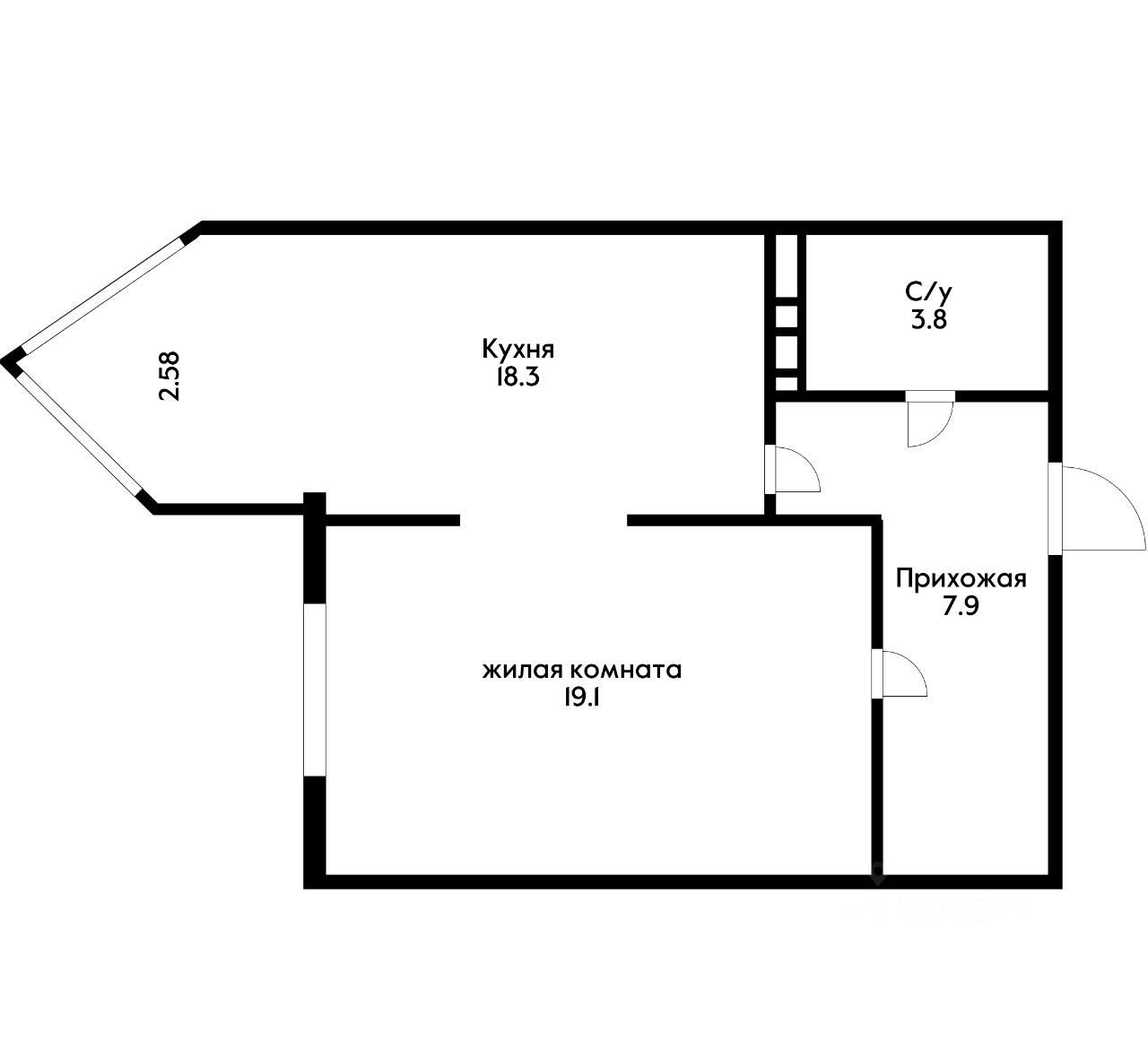 Планировка этой квартиры по данным Циан