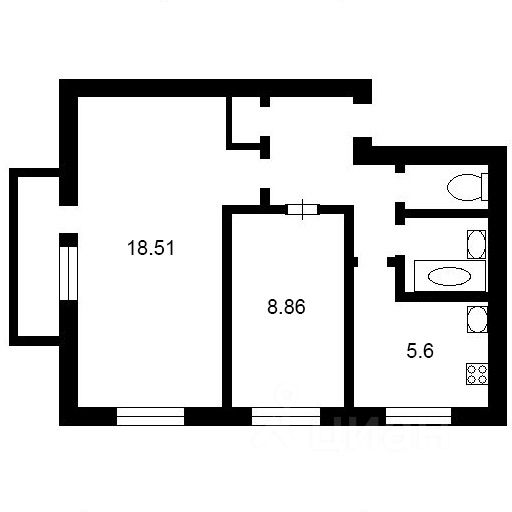 Планировка этой квартиры по данным Циан