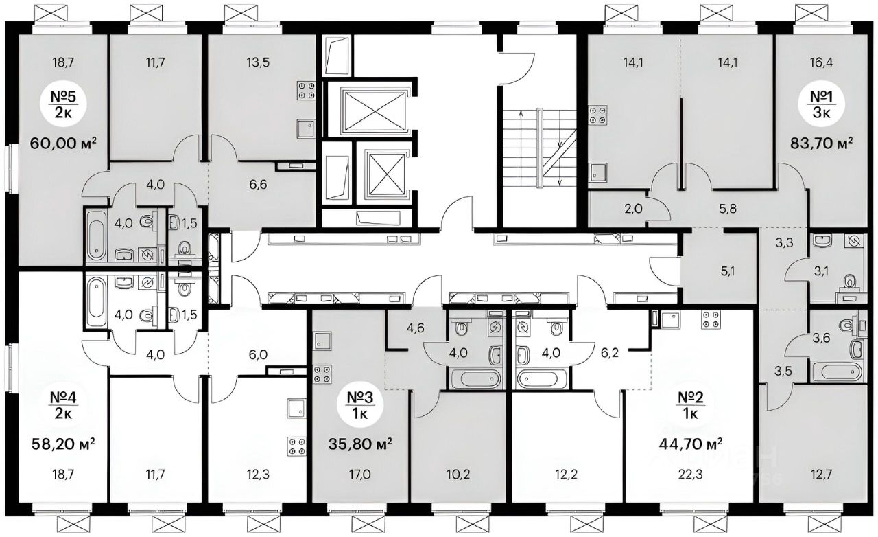Планировка этой квартиры по данным Циан
