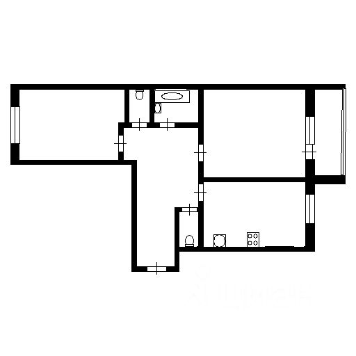 Планировка этой квартиры по данным Циан