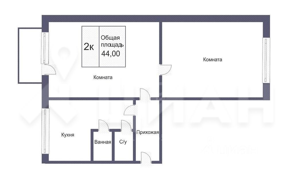 Планировка этой квартиры по данным Циан