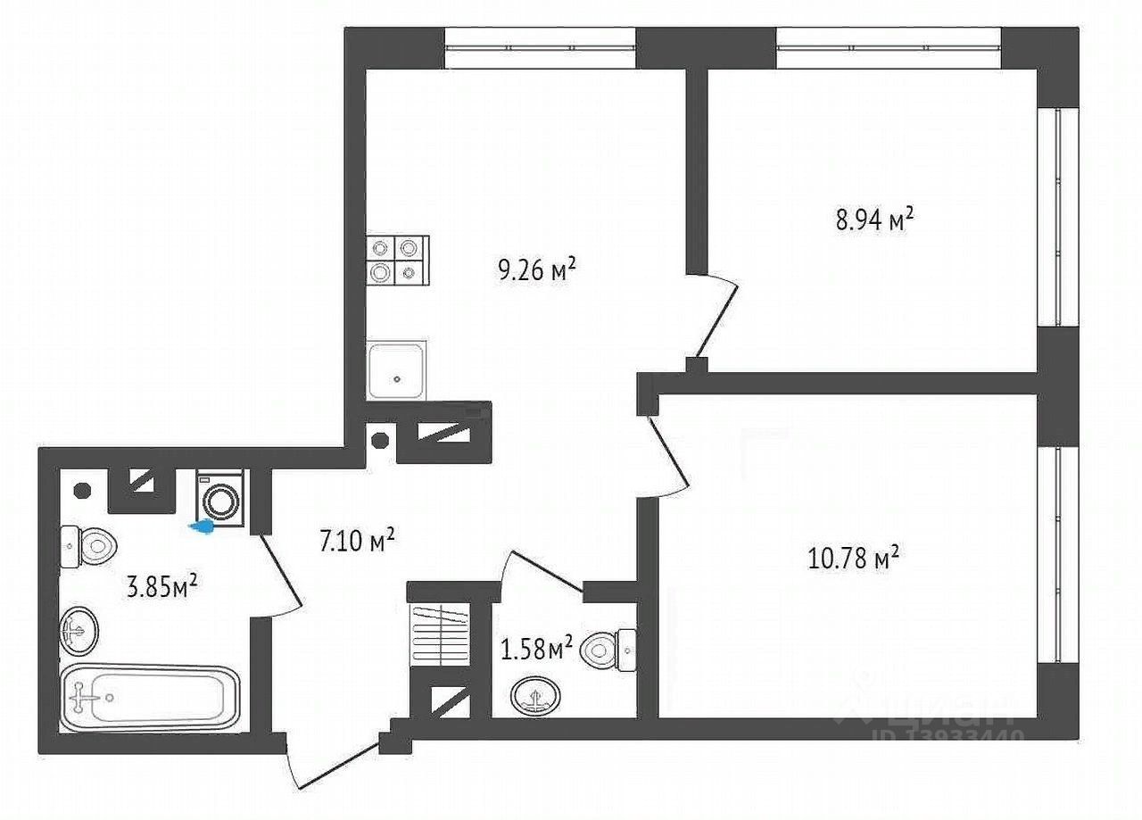 Планировка этой квартиры по данным Циан