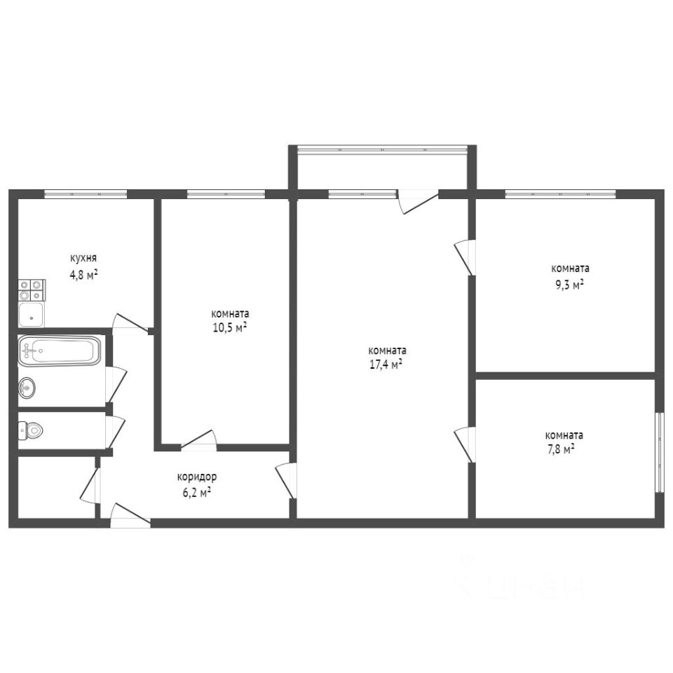 Планировка этой квартиры по данным Циан
