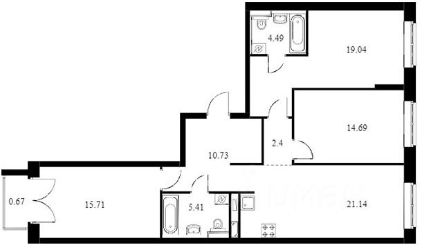 Планировка этой квартиры по данным Циан