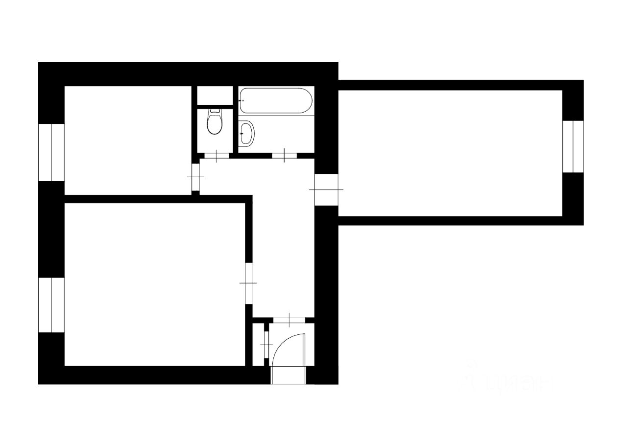 Планировка этой квартиры по данным Циан