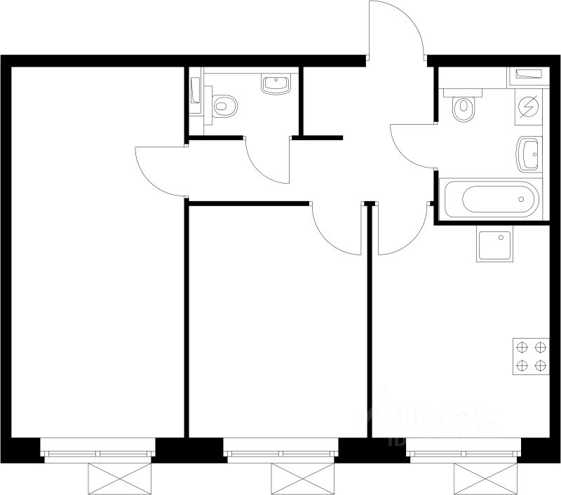Планировка этой квартиры по данным Циан