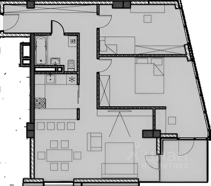 Планировка этой квартиры по данным Циан