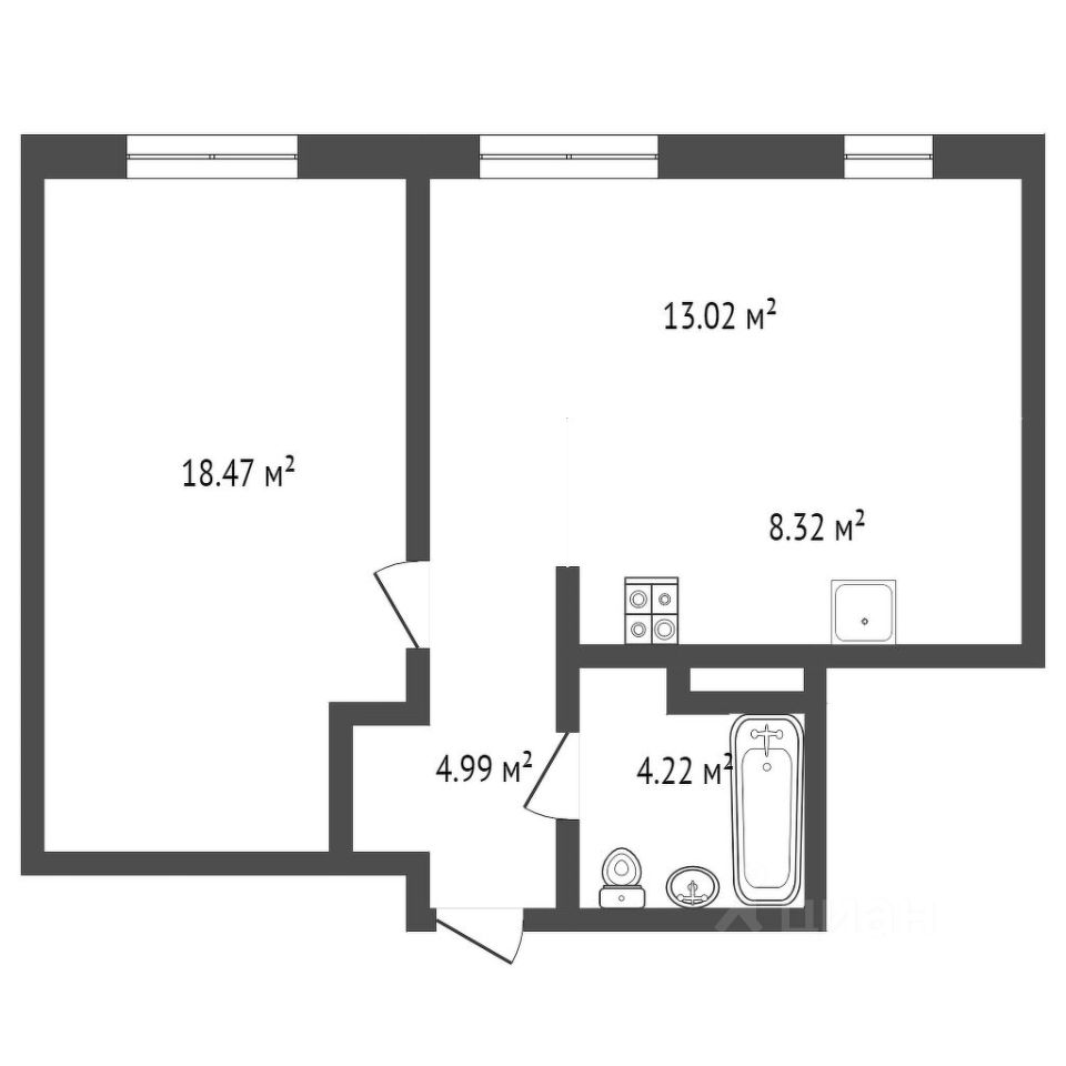 Планировка этой квартиры по данным Циан