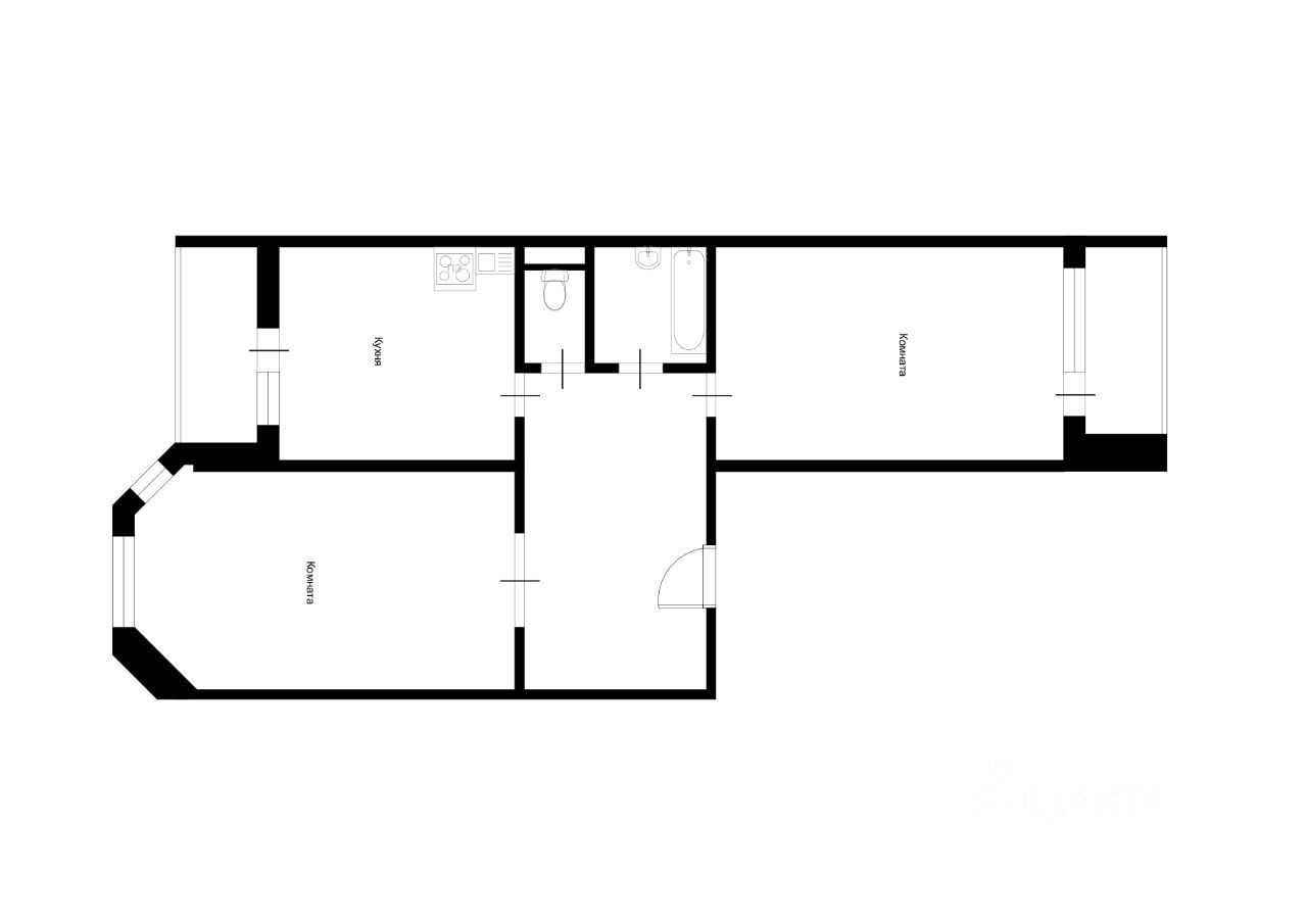 Планировка этой квартиры по данным Циан