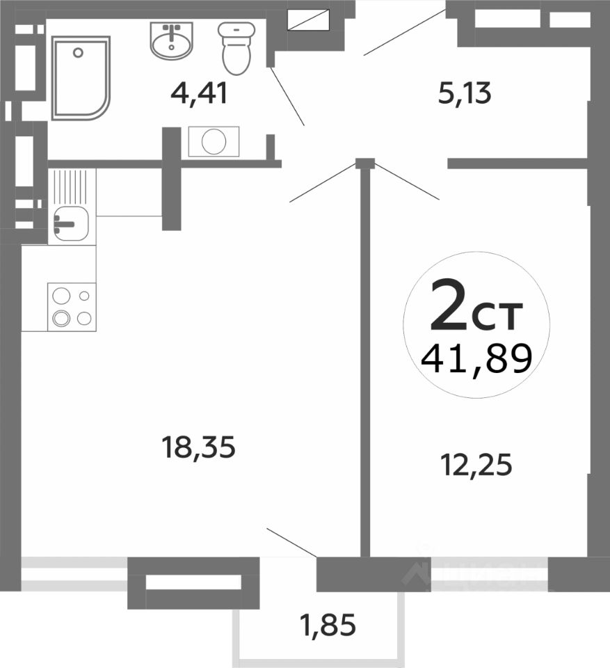 Планировка этой квартиры по данным Циан