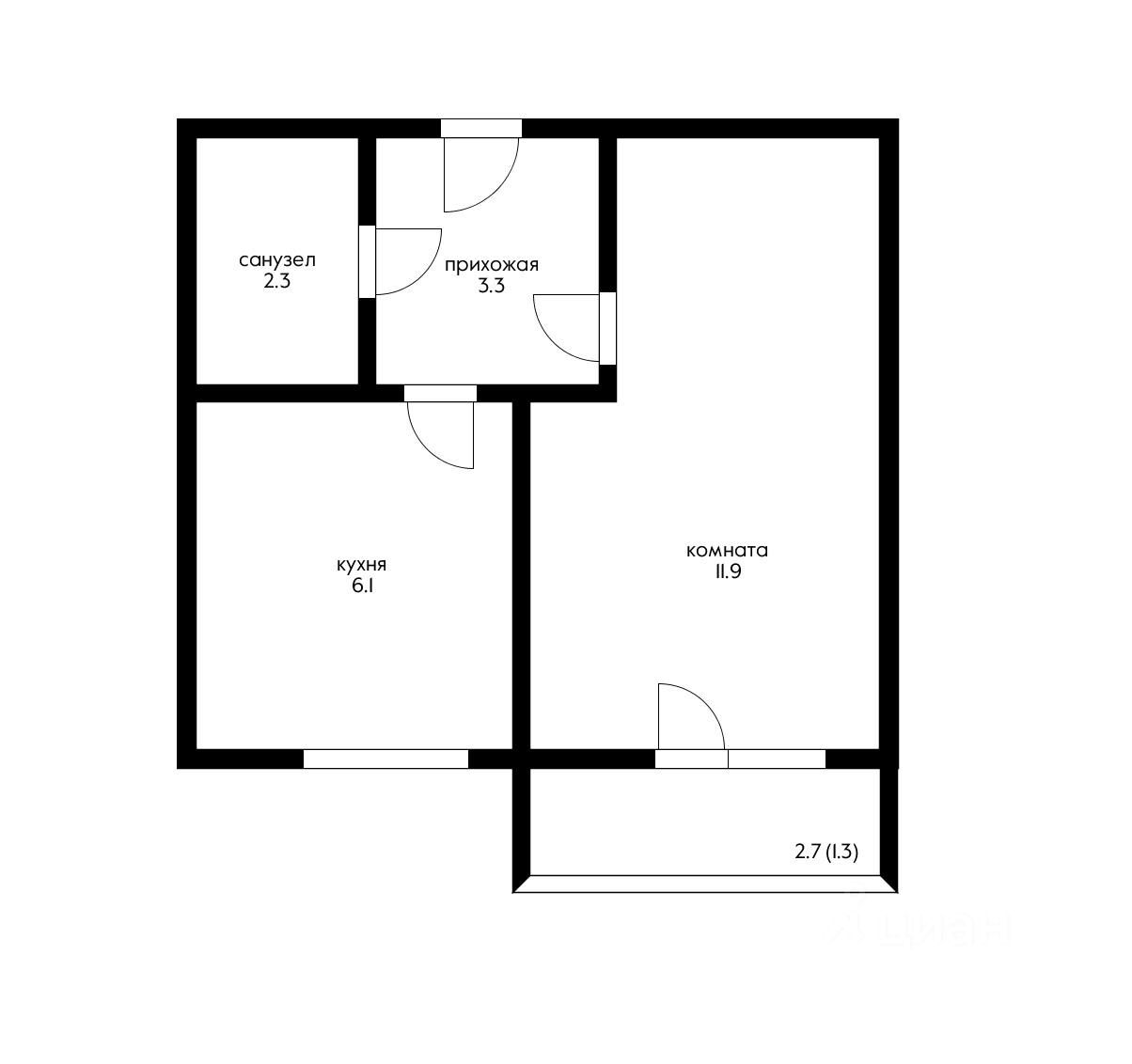 Планировка этой квартиры по данным Циан