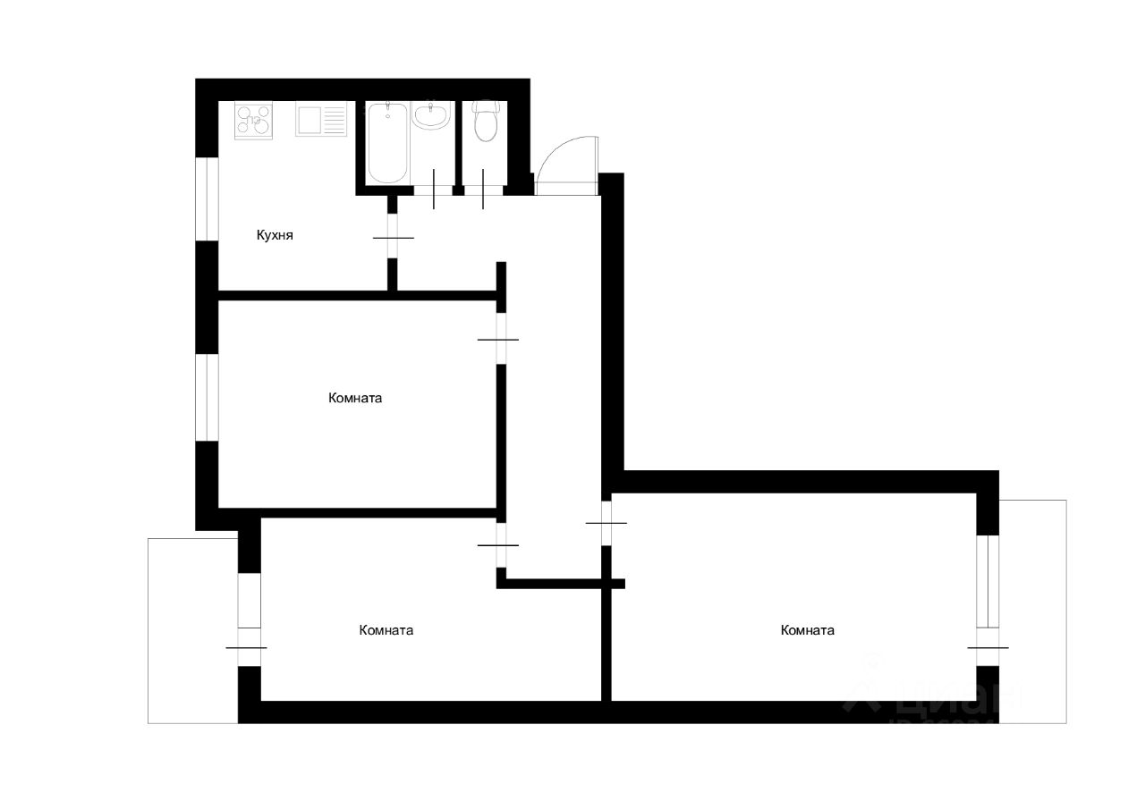 Планировка этой квартиры по данным Циан