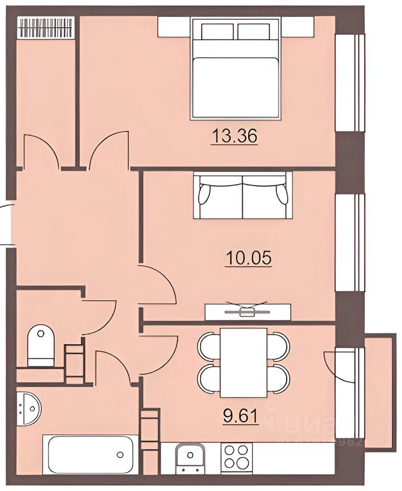 Планировка этой квартиры по данным Циан